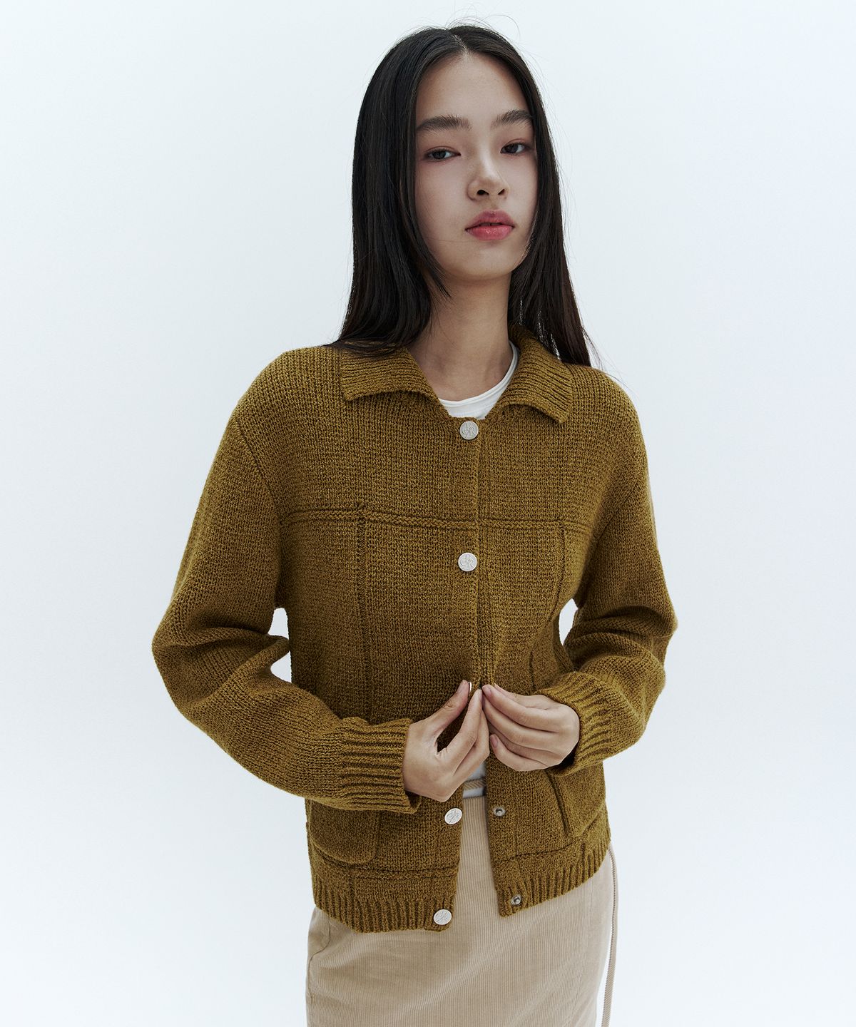시티브리즈(CITYBREEZE) 카라 포켓 니트 가디건_2COLORS