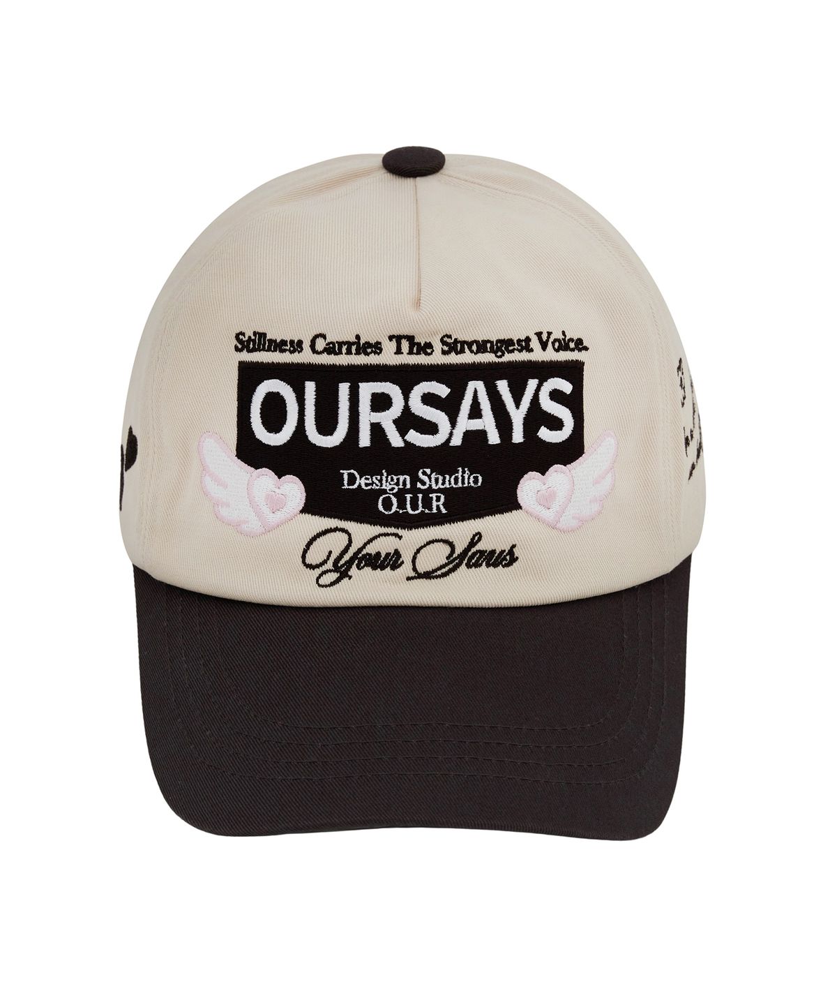 아워세이아워(OURSAYSOUR) OURS 하트 날개 5패널 캡 브라운