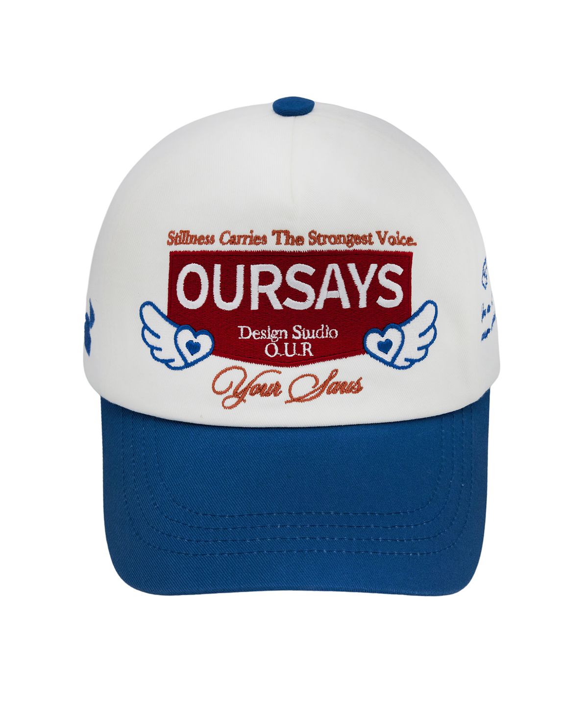 아워세이아워(OURSAYSOUR) OURS 하트 날개 5패널 캡 블루