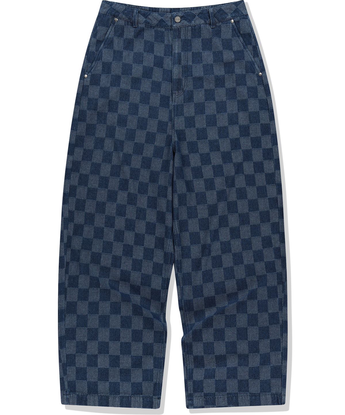 낫포너드(NOT4NERD) Checkerboard Baggy Fit Denim Pants - Deep Blue