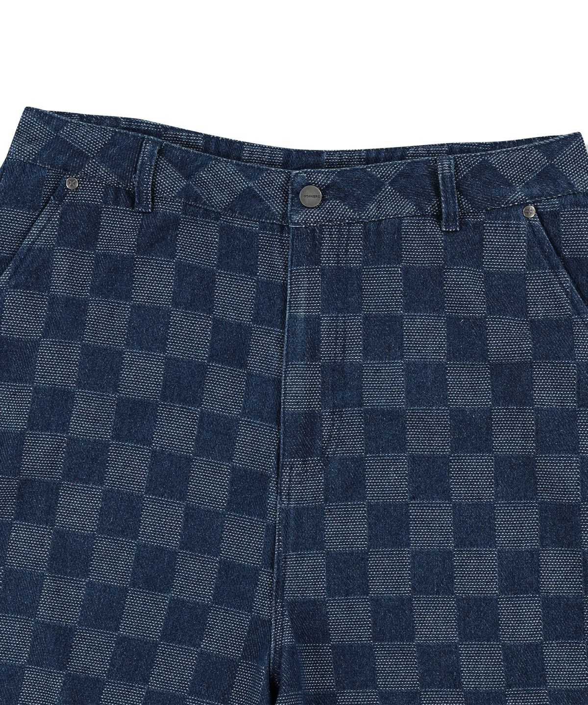 낫포너드(NOT4NERD) Checkerboard Baggy Fit Denim Pants - Deep Blue