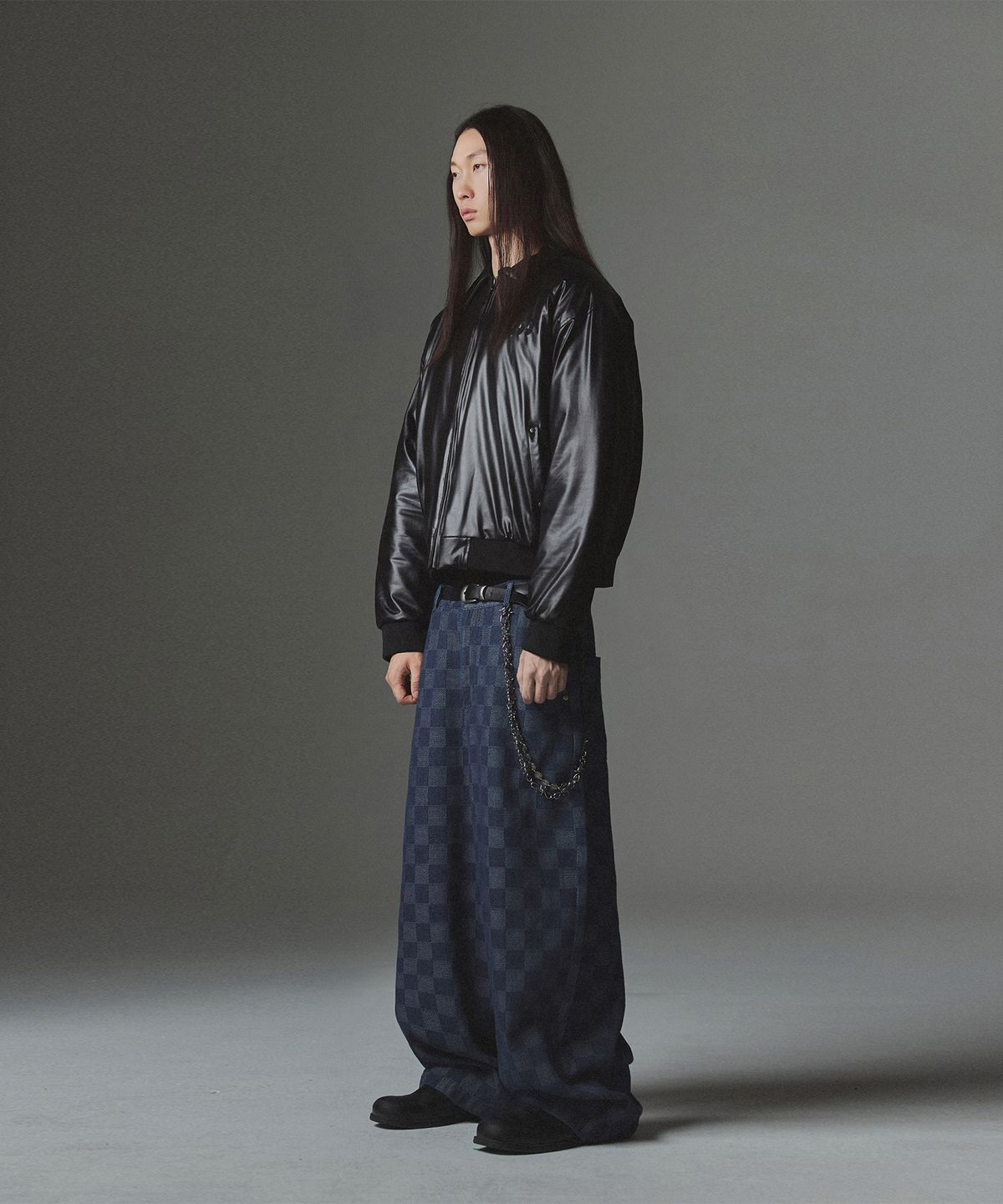 낫포너드(NOT4NERD) Checkerboard Baggy Fit Denim Pants - Deep Blue
