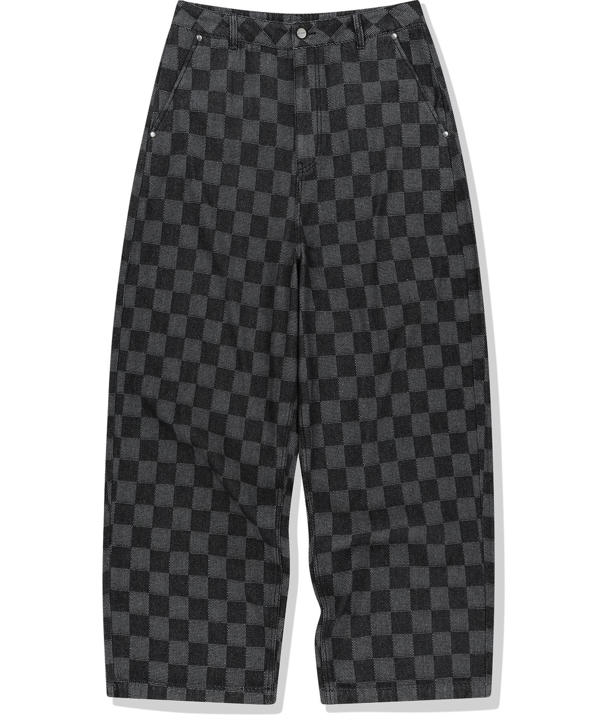 낫포너드(NOT4NERD) Checkerboard Baggy Fit Denim Pants - Black