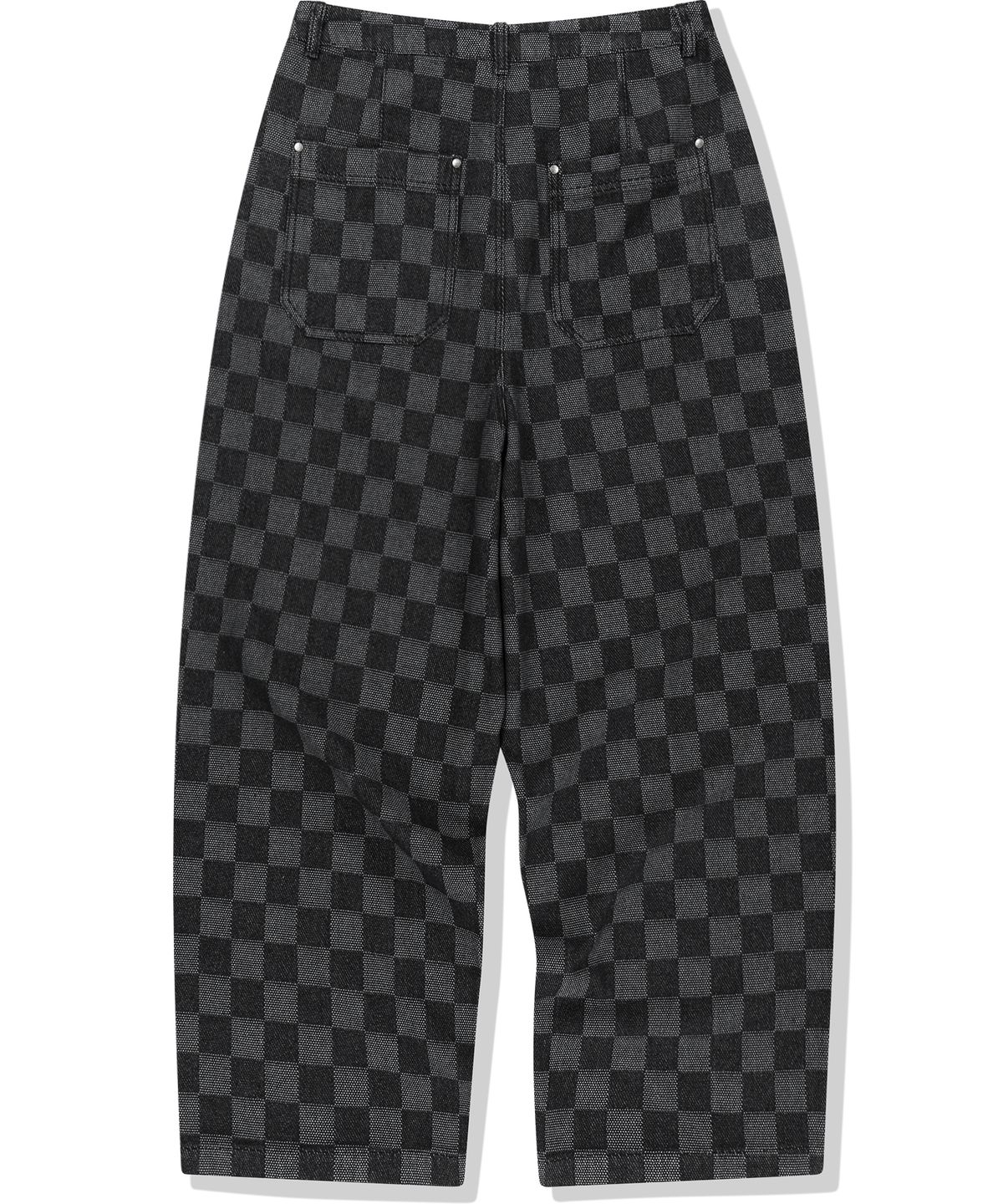 낫포너드(NOT4NERD) Checkerboard Baggy Fit Denim Pants - Black
