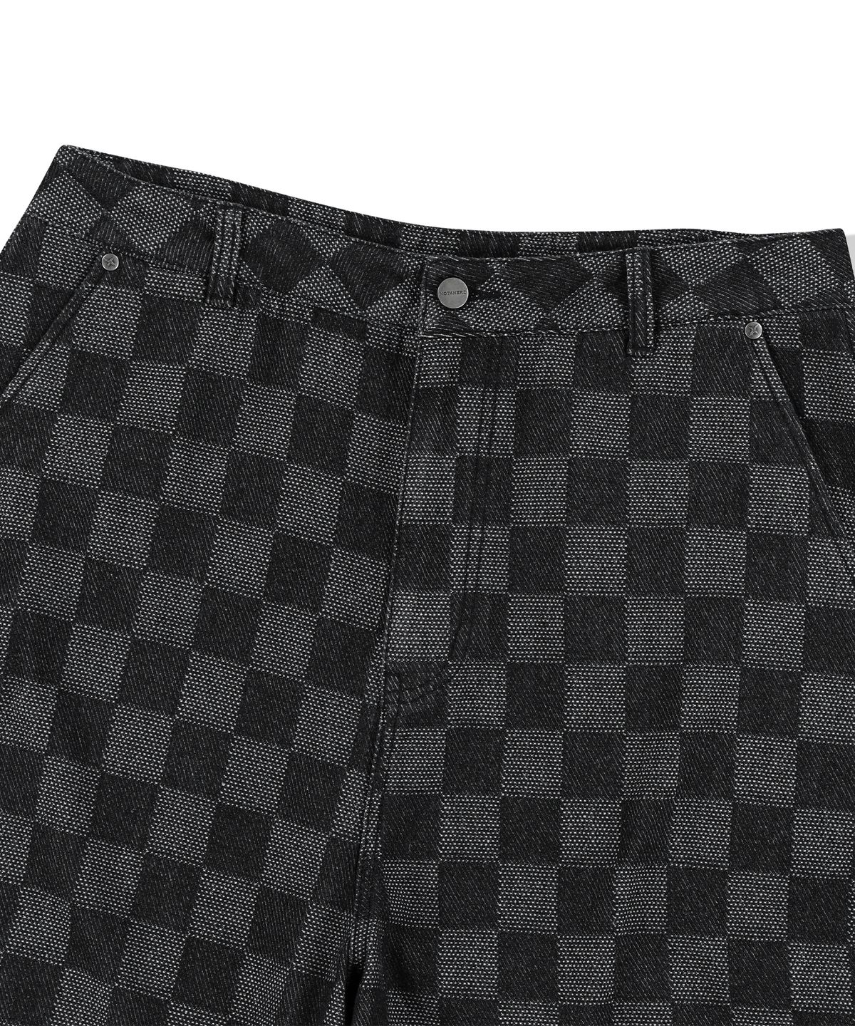 낫포너드(NOT4NERD) Checkerboard Baggy Fit Denim Pants - Black