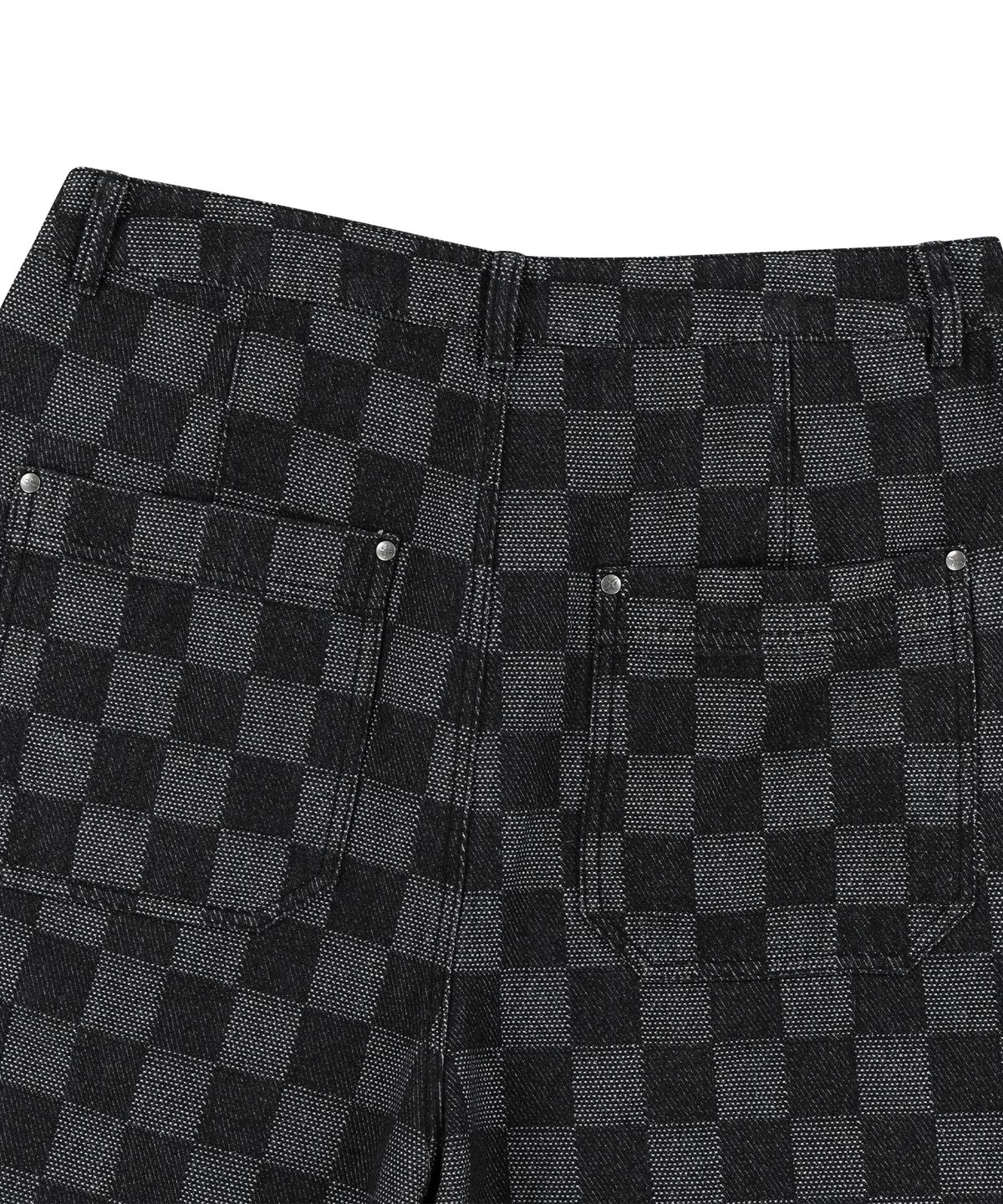 낫포너드(NOT4NERD) Checkerboard Baggy Fit Denim Pants - Black