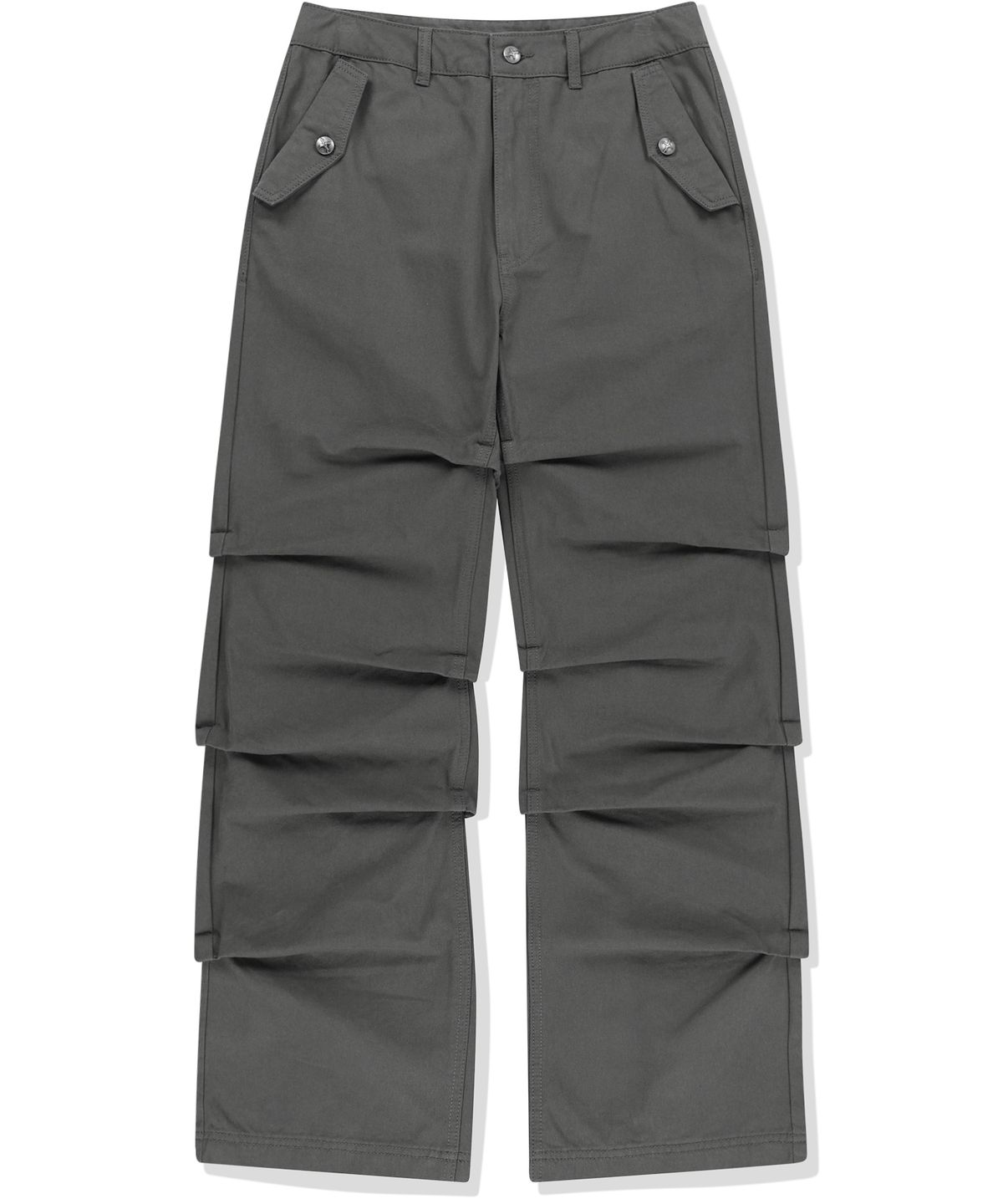 낫포너드(NOT4NERD) Stair Shirred Flare Fit Cotton Pants - Charcoal