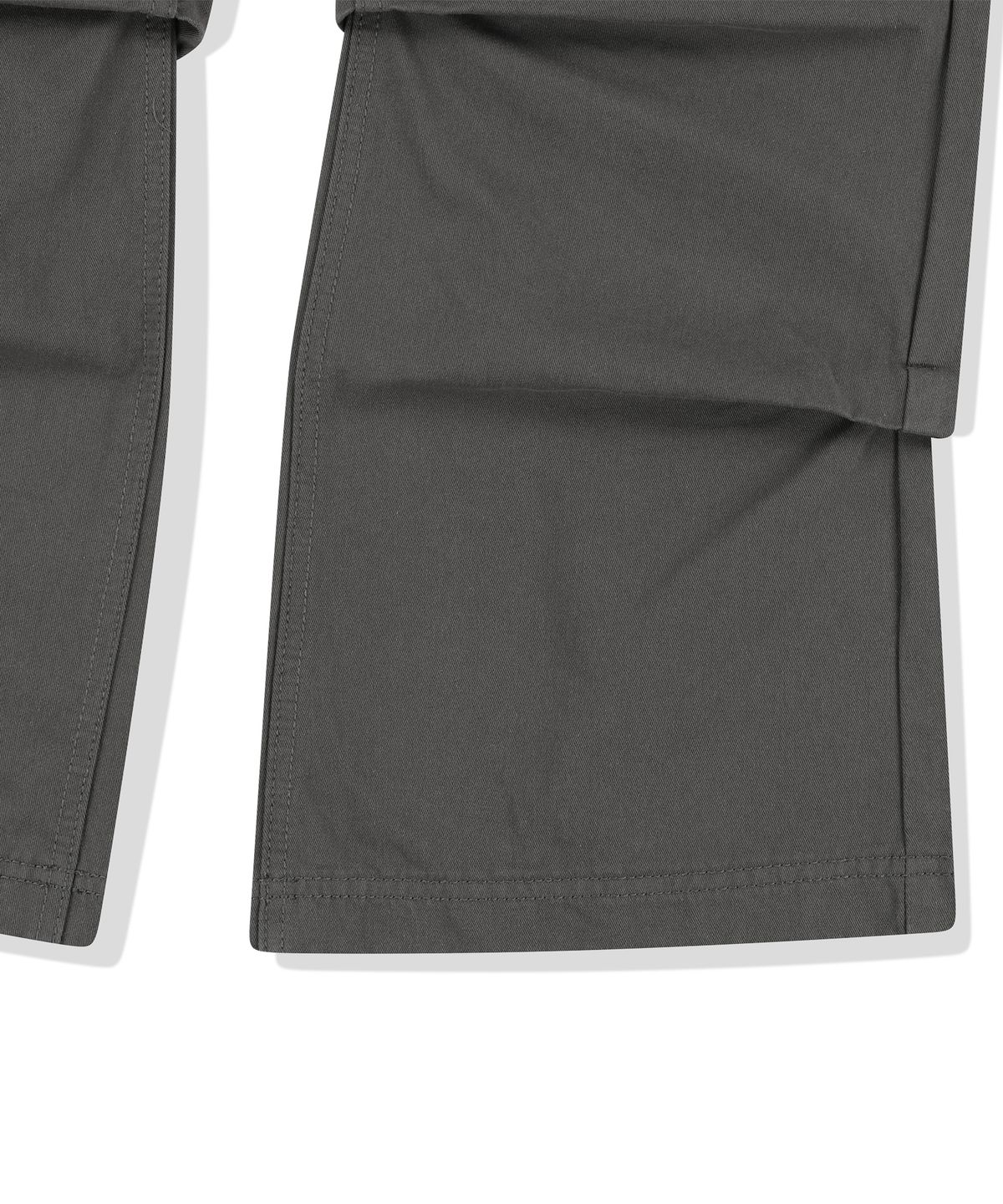 낫포너드(NOT4NERD) Stair Shirred Flare Fit Cotton Pants - Charcoal