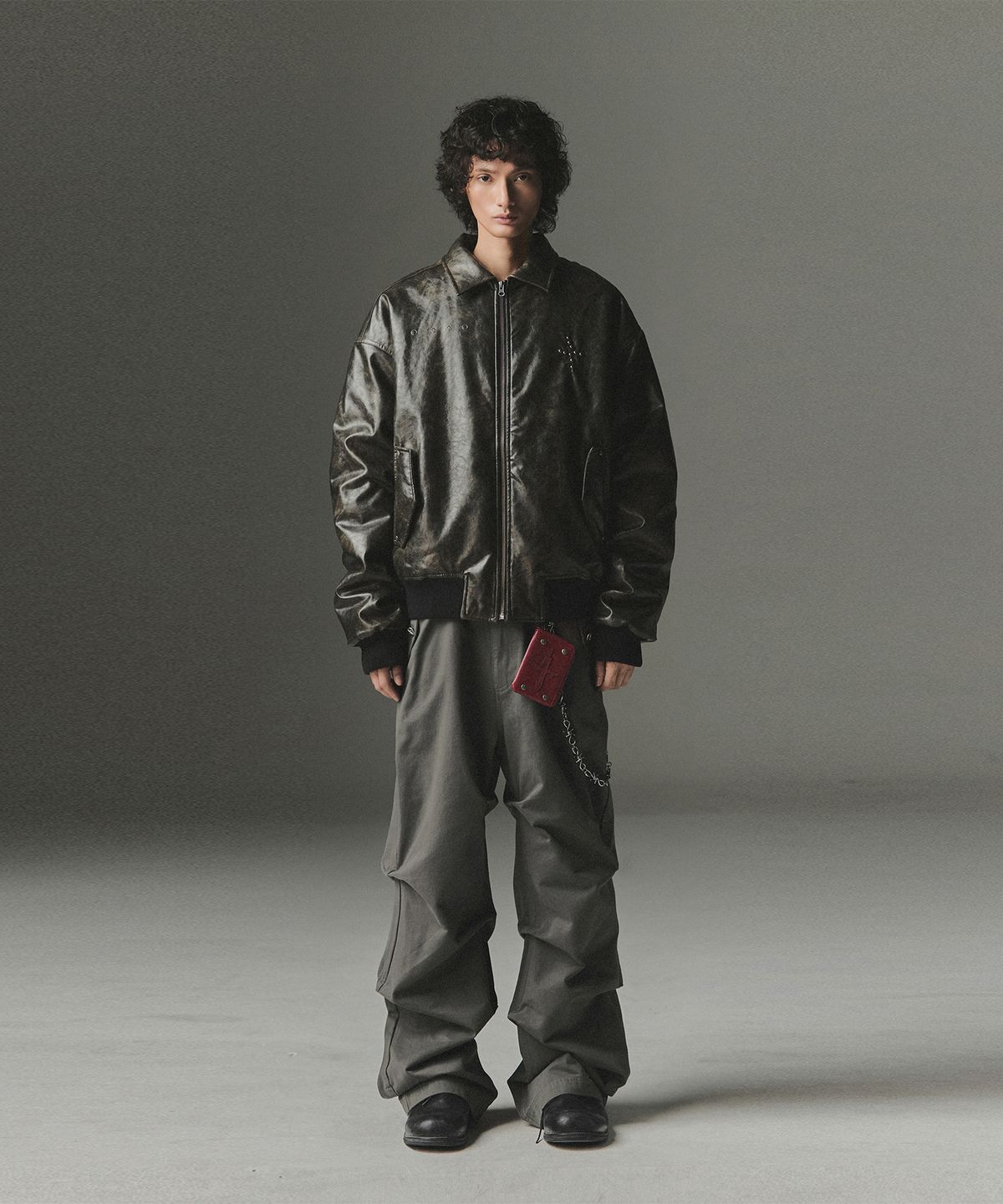 낫포너드(NOT4NERD) Stair Shirred Flare Fit Cotton Pants - Charcoal