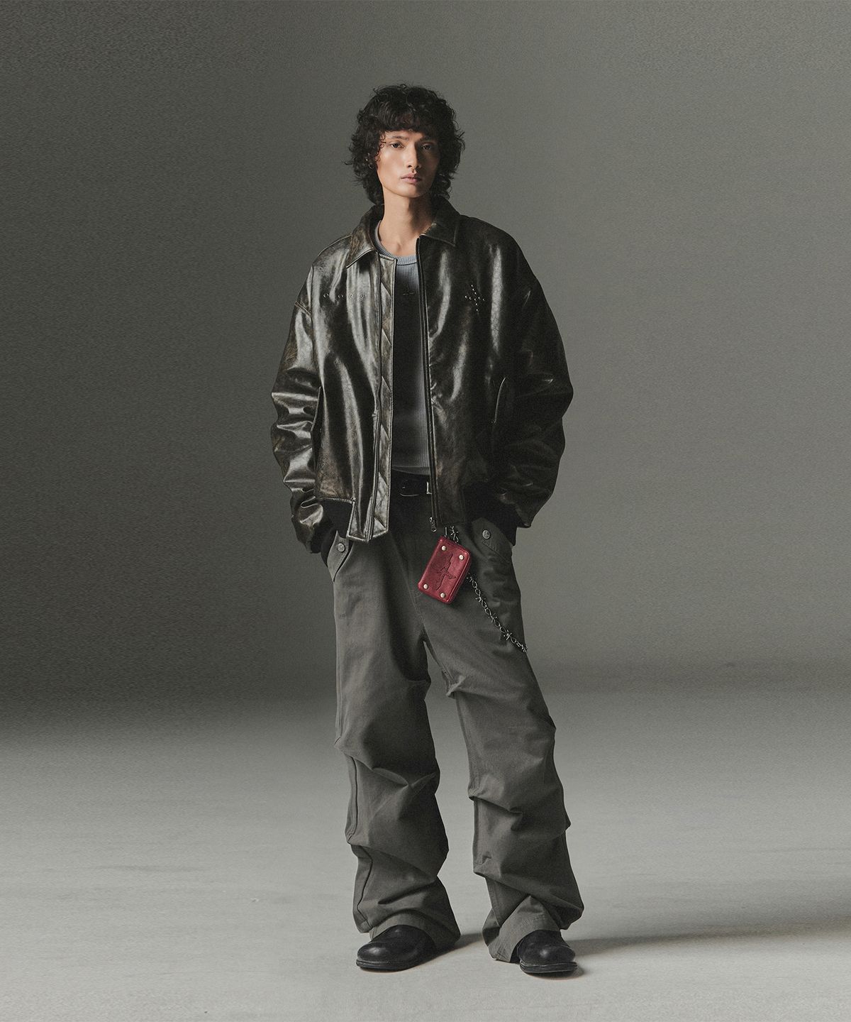 낫포너드(NOT4NERD) Stair Shirred Flare Fit Cotton Pants - Charcoal