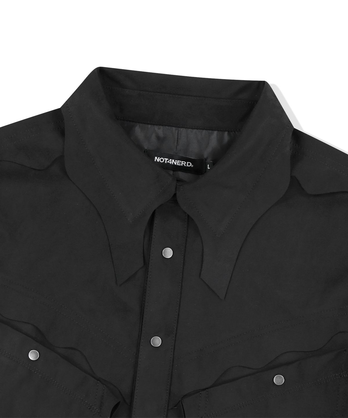 낫포너드(NOT4NERD) Hand Cut Suede Western Shirt - Black