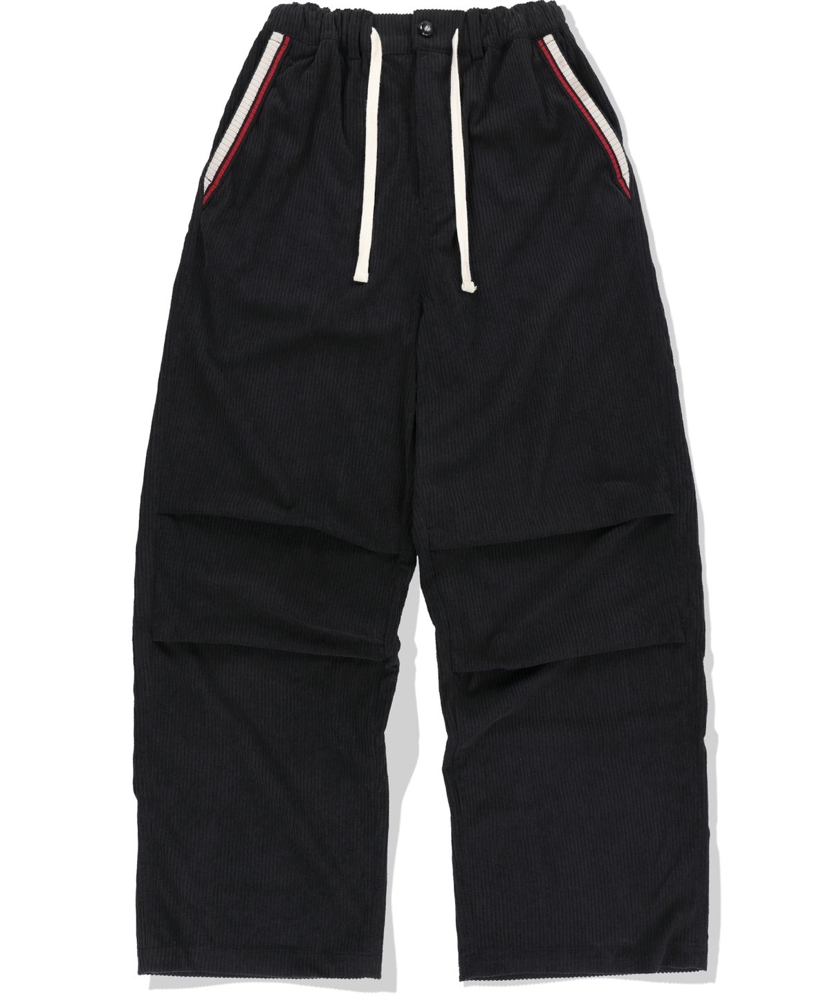 낫포너드(NOT4NERD) Striped Rib Parachute Corduroy Pants - Black