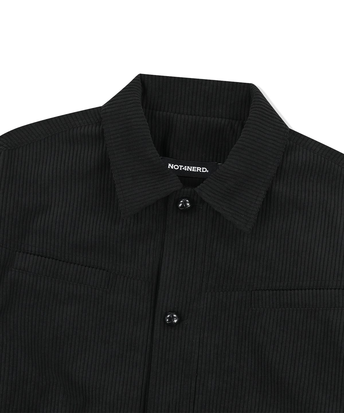 낫포너드(NOT4NERD) Striped Rib Sleeve Patch Corduroy Jacket - Black