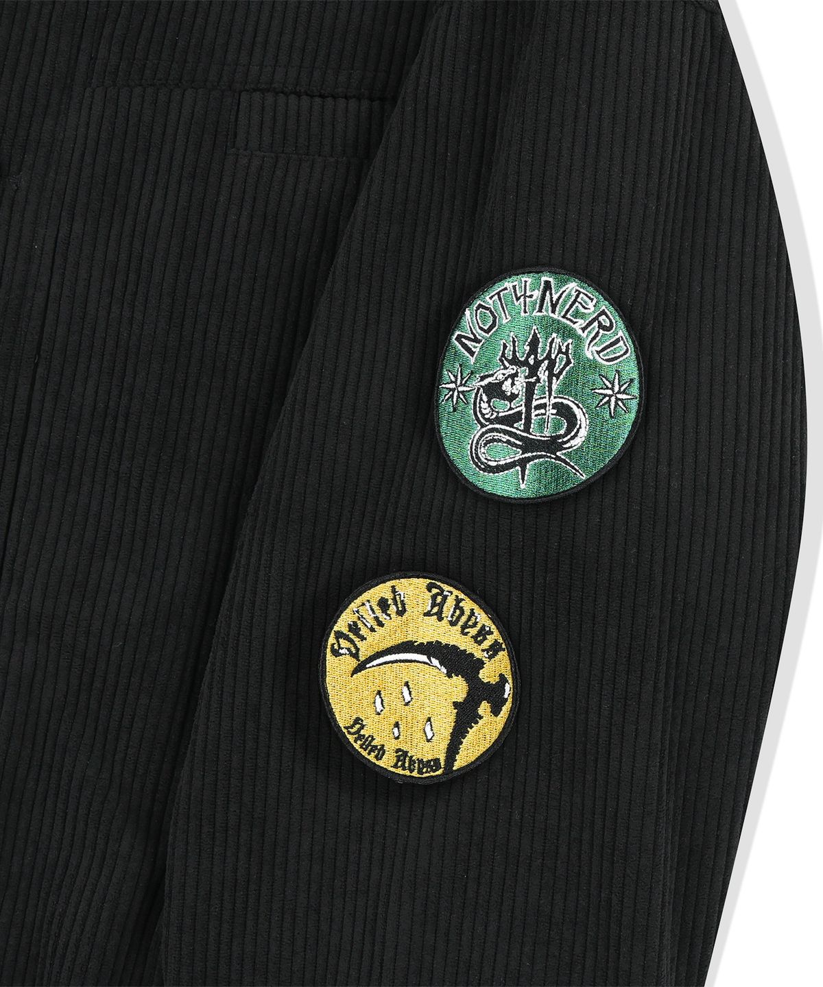 낫포너드(NOT4NERD) Striped Rib Sleeve Patch Corduroy Jacket - Black