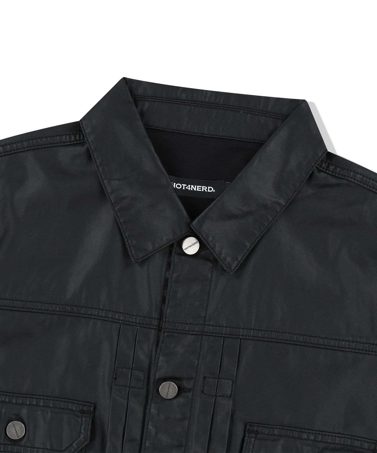 낫포너드(NOT4NERD) Abyss Eyes Coated Trucker Jacket - Black