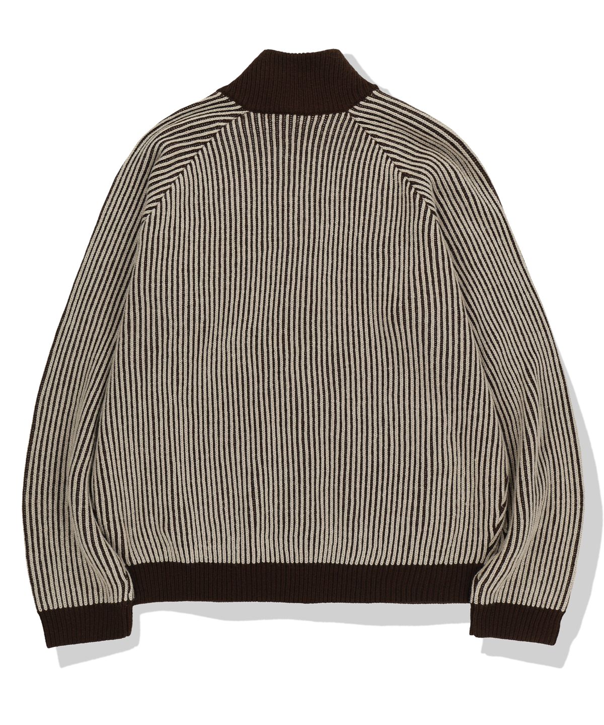 낫포너드(NOT4NERD) 444 Logo Two Tone Rib Knit Zip Up - Beige