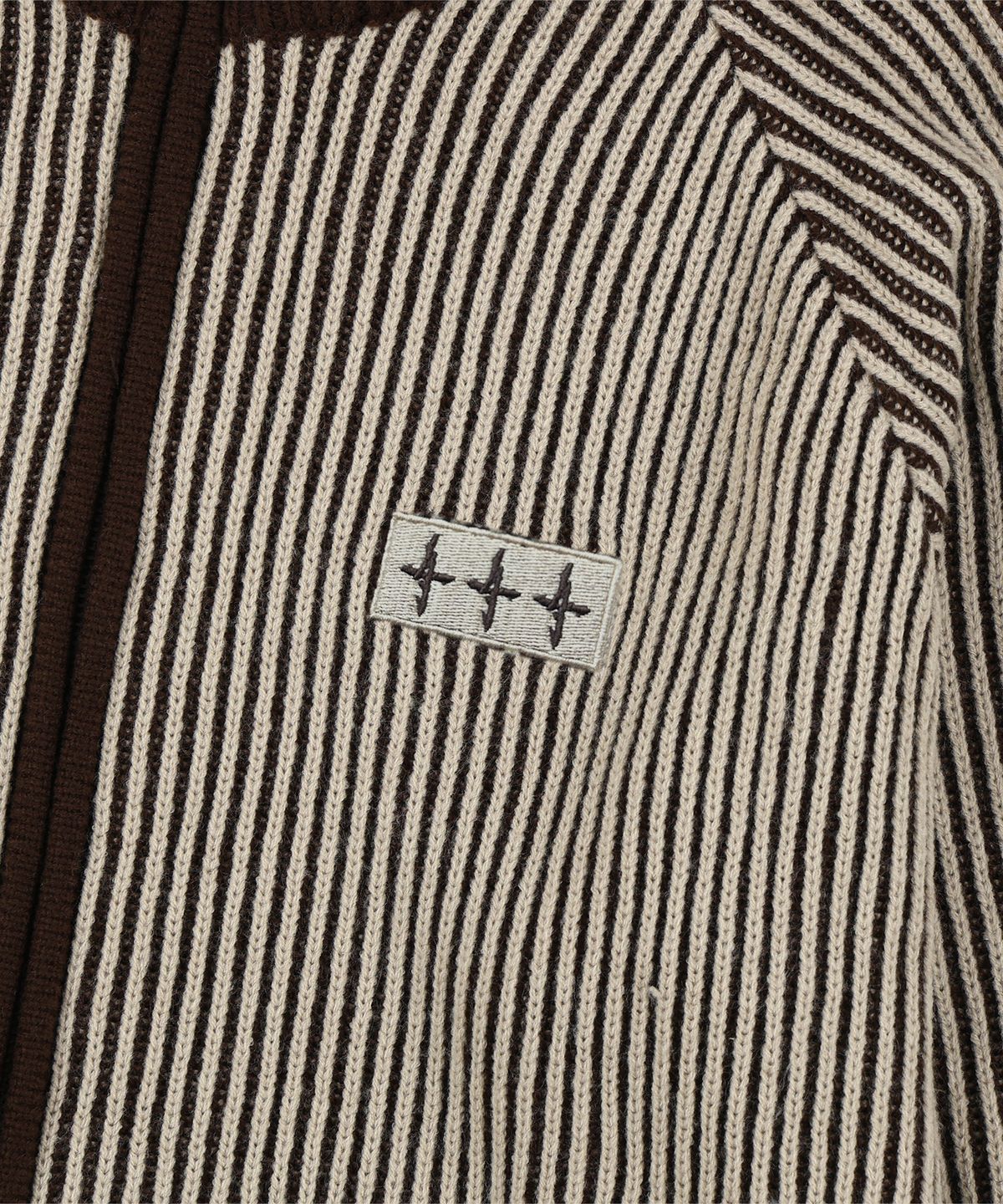 낫포너드(NOT4NERD) 444 Logo Two Tone Rib Knit Zip Up - Beige