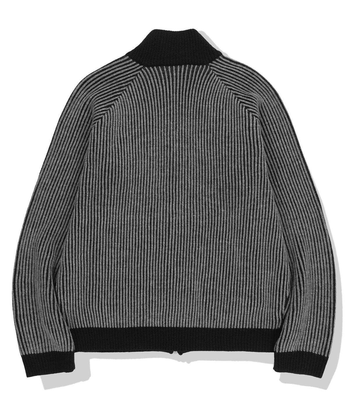 낫포너드(NOT4NERD) 444 Logo Two Tone Rib Knit Zip Up - Charcoal