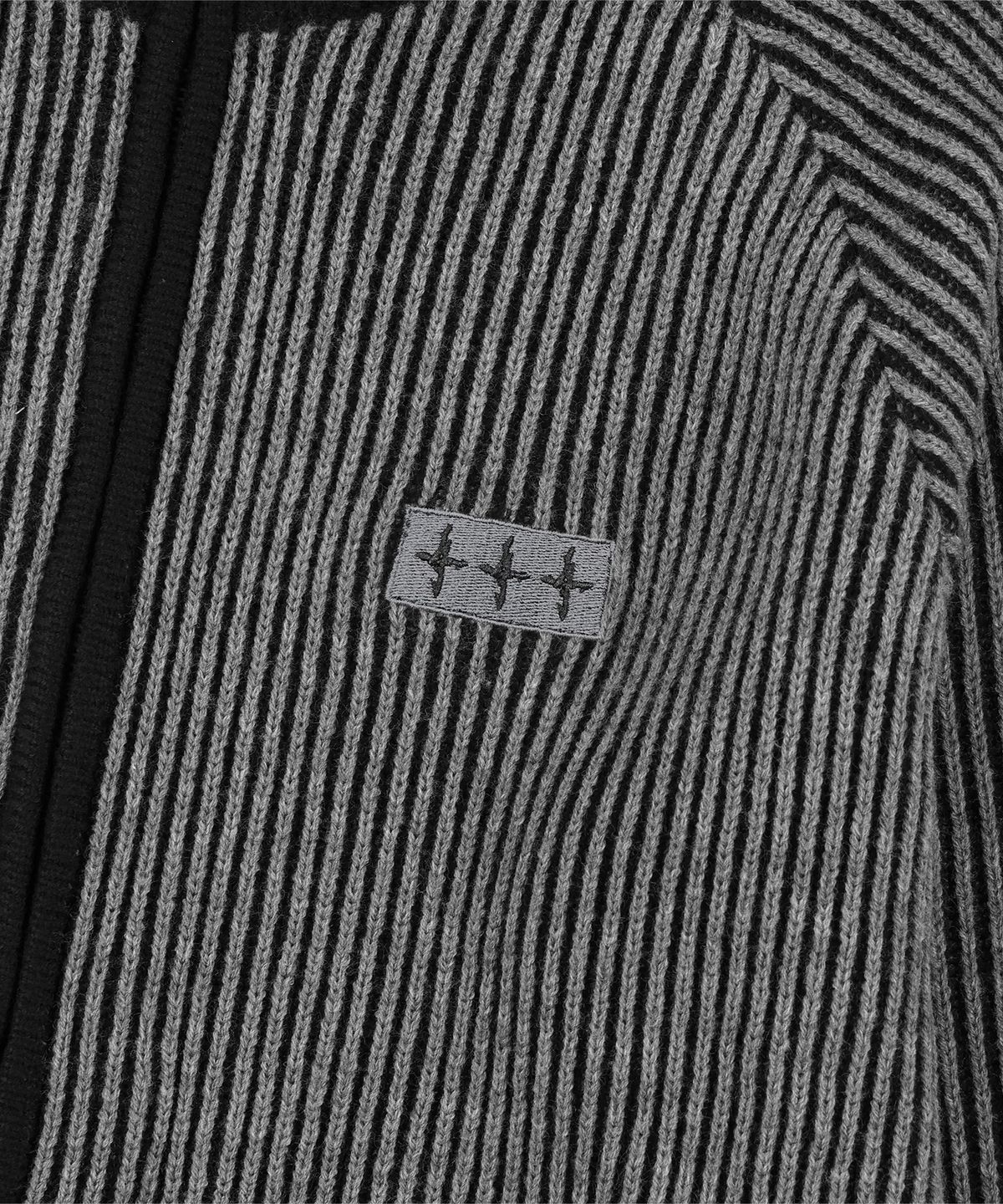 낫포너드(NOT4NERD) 444 Logo Two Tone Rib Knit Zip Up - Charcoal
