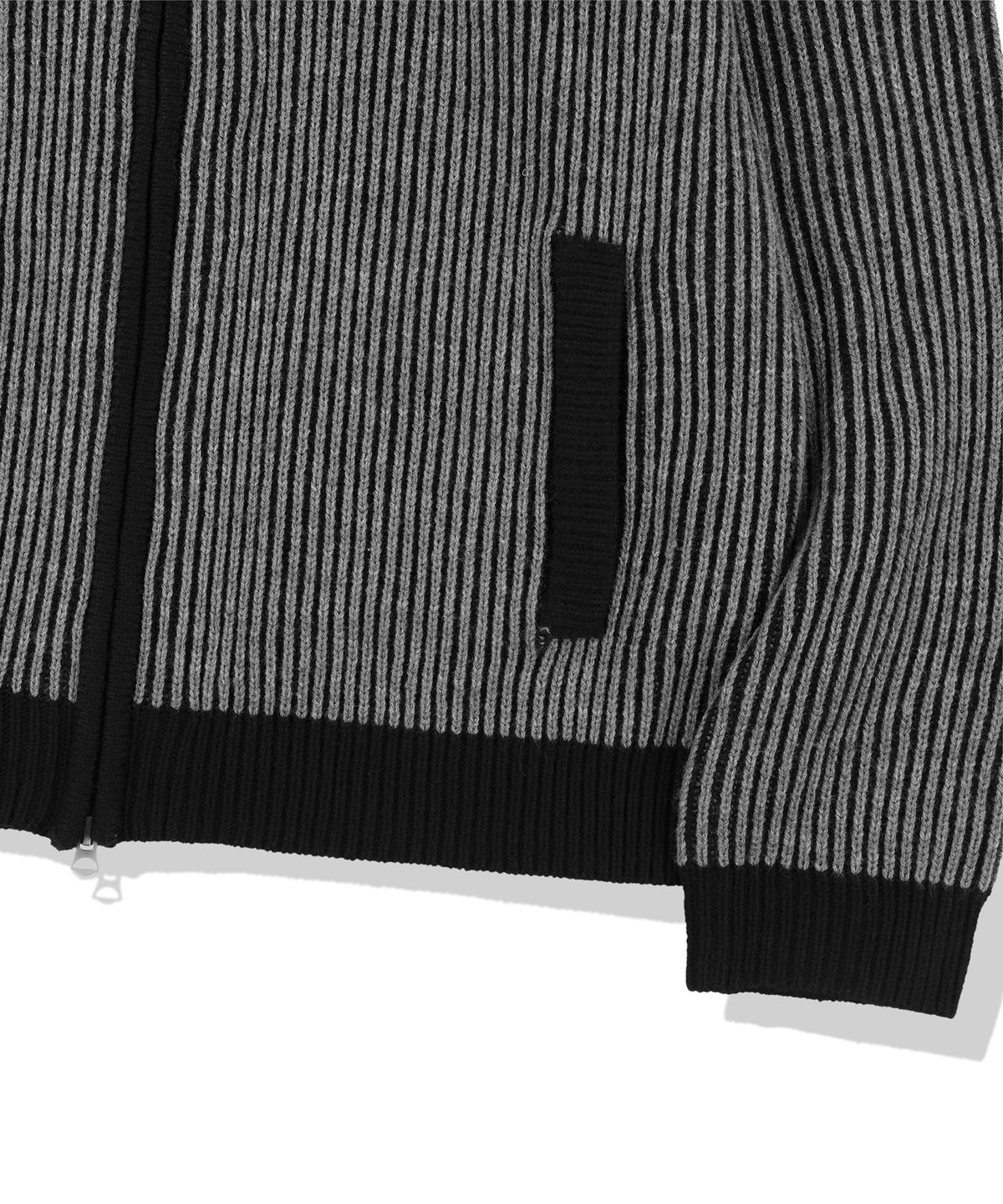 낫포너드(NOT4NERD) 444 Logo Two Tone Rib Knit Zip Up - Charcoal