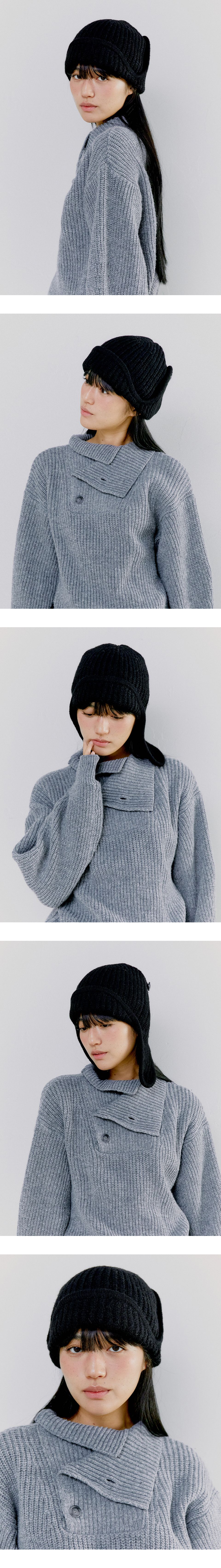 MUSINSA | OAFISH TWO-WAY EARFLAP BEANIE, BLACK