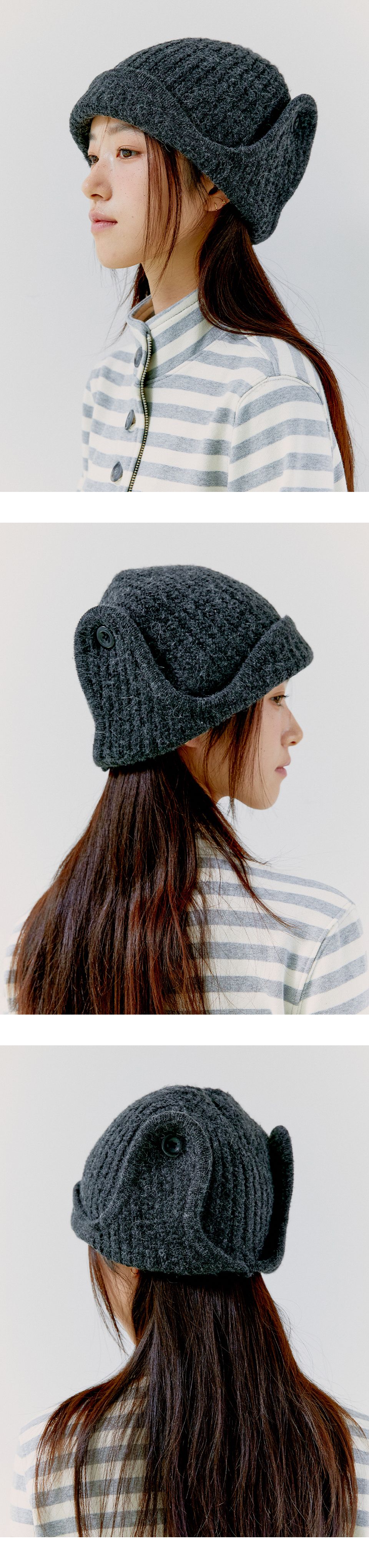 MUSINSA公式 | OAFISH TWO-WAY EARFLAP BEANIE, CHARCOAL