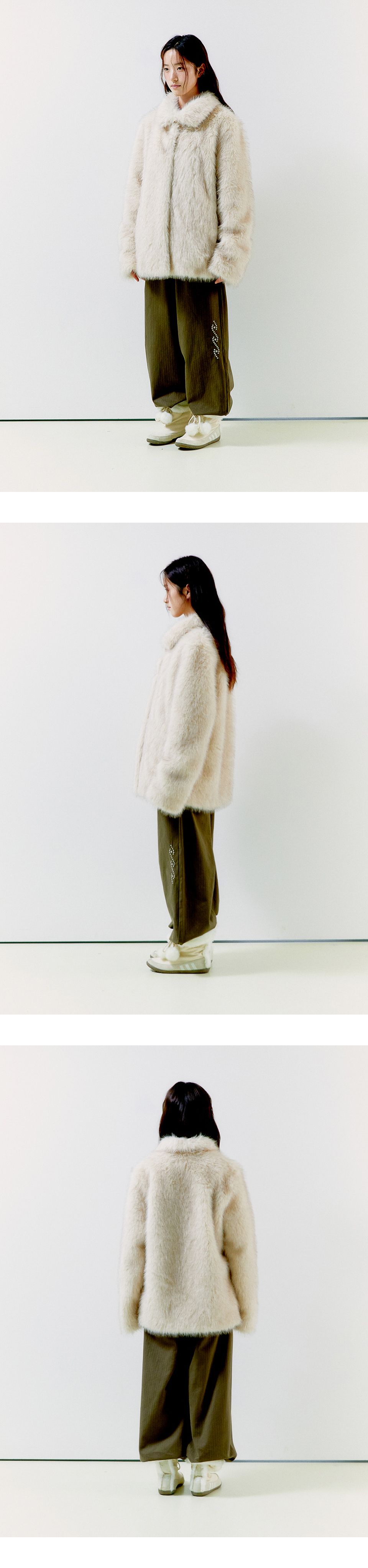 MUSINSA公式 | OAFISH FLUFFY MIX FUR JACKET, BEIGE
