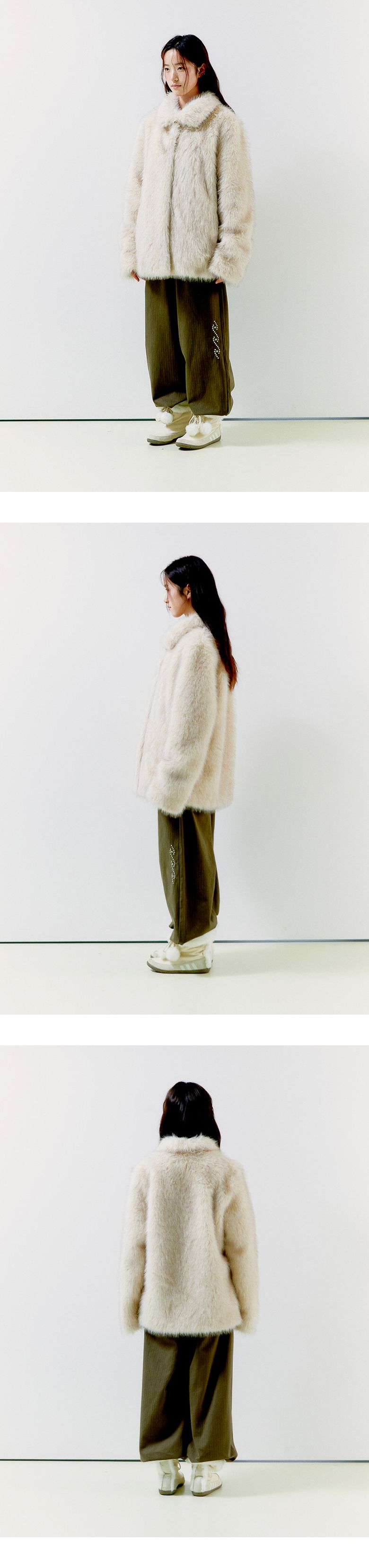 MUSINSA公式 | OAFISH FLUFFY MIX FUR JACKET, BEIGE