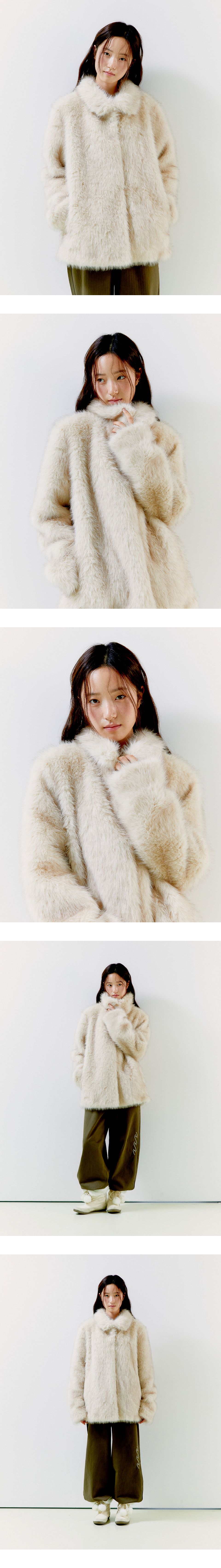 MUSINSA公式 | OAFISH FLUFFY MIX FUR JACKET, BEIGE