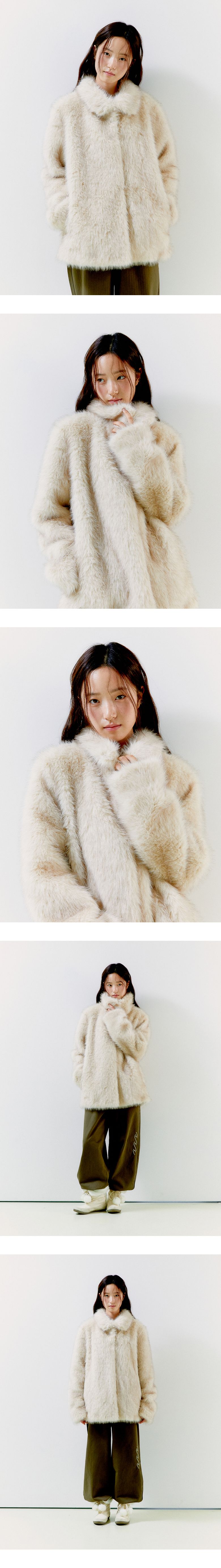 MUSINSA公式 | OAFISH FLUFFY MIX FUR JACKET, BEIGE