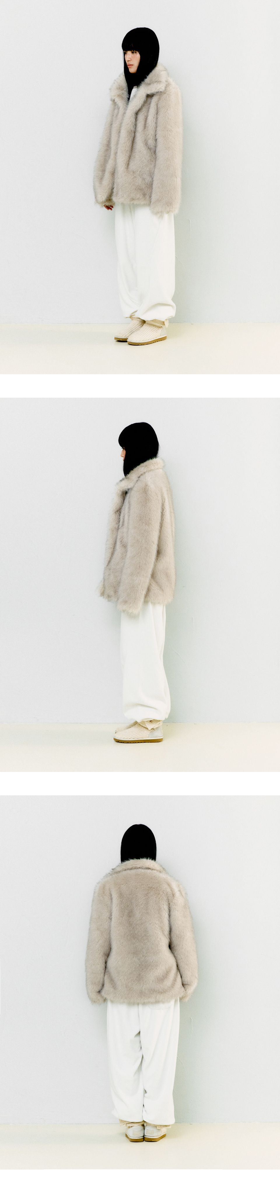 MUSINSA公式 | OAFISH FLUFFY MIX FUR JACKET, LIGHT GRAY