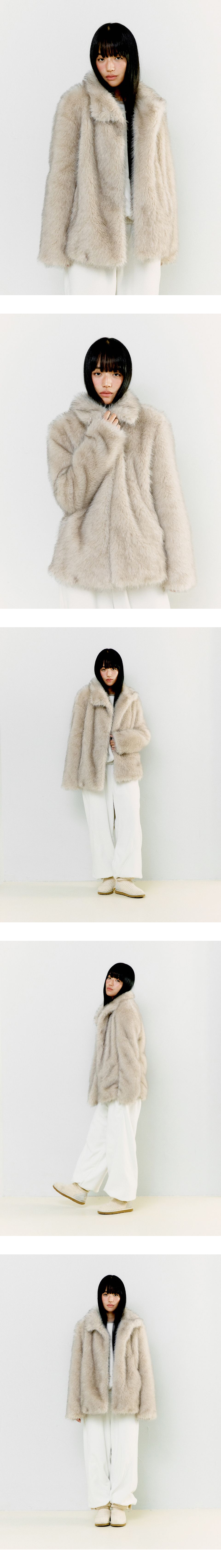 MUSINSA公式 | OAFISH FLUFFY MIX FUR JACKET, LIGHT GRAY