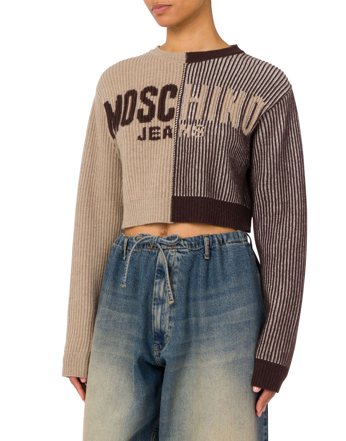 모스키노(MOSCHINO) 진스 인트라시아 크롭 블렌드 니트