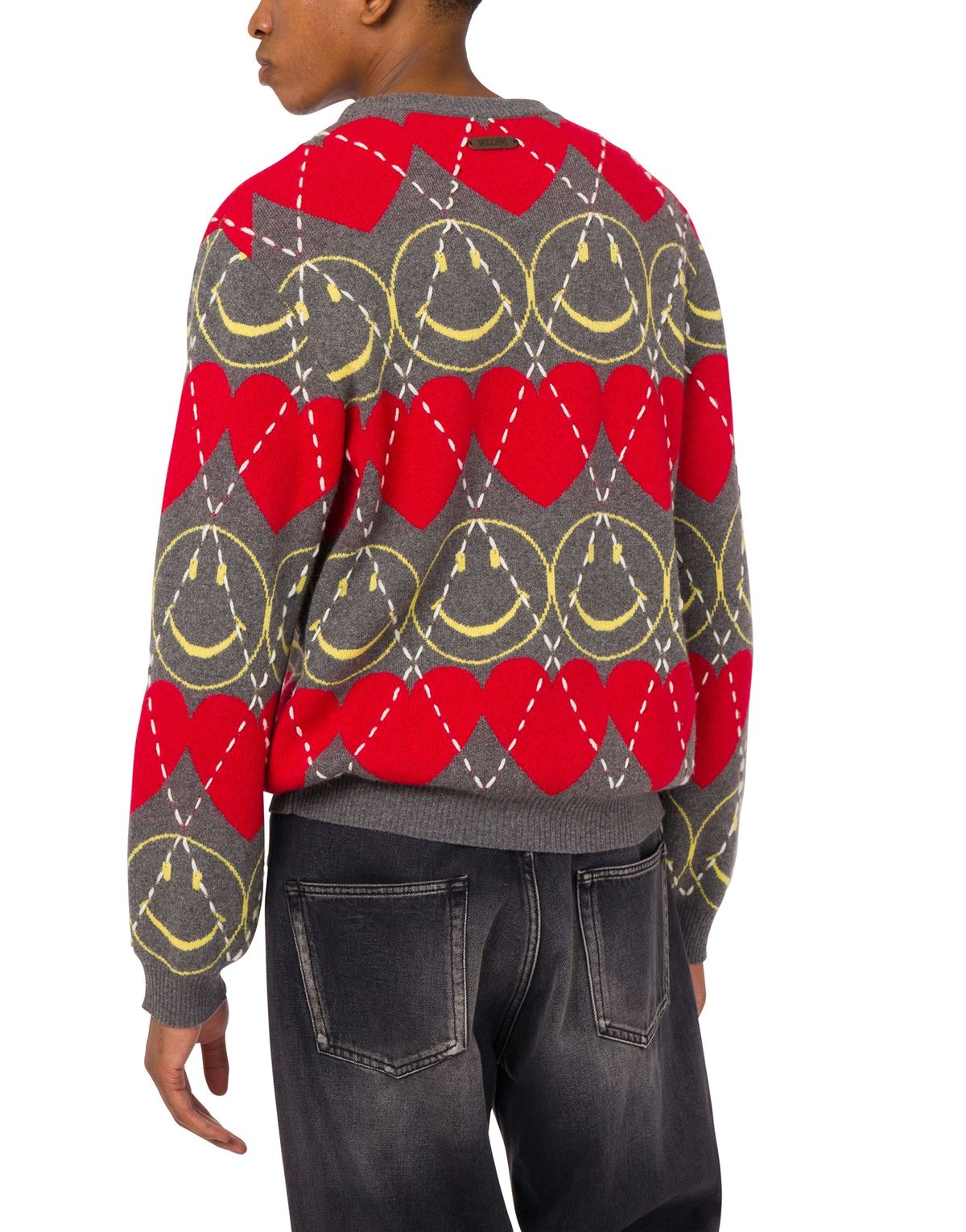 모스키노(MOSCHINO) 스마일리 블렌디드 니트 그레이_맨