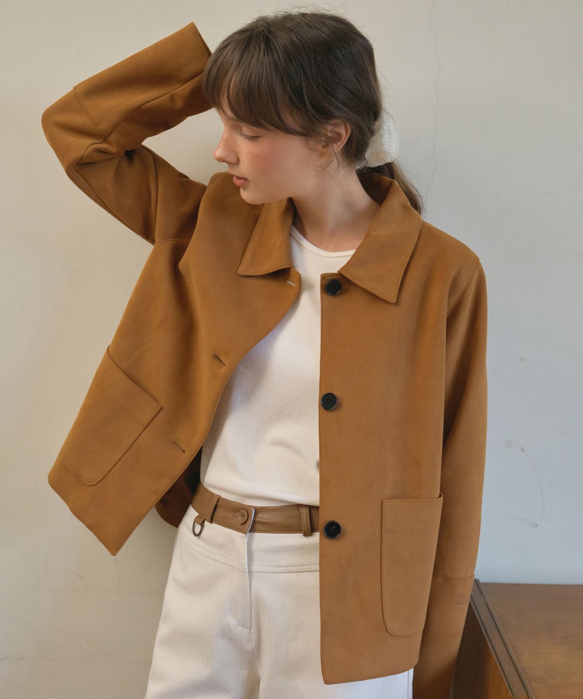 아우어노스텔지아(OURNOSTALGIA) Linger suede jacket_Camel(O25-OT01)