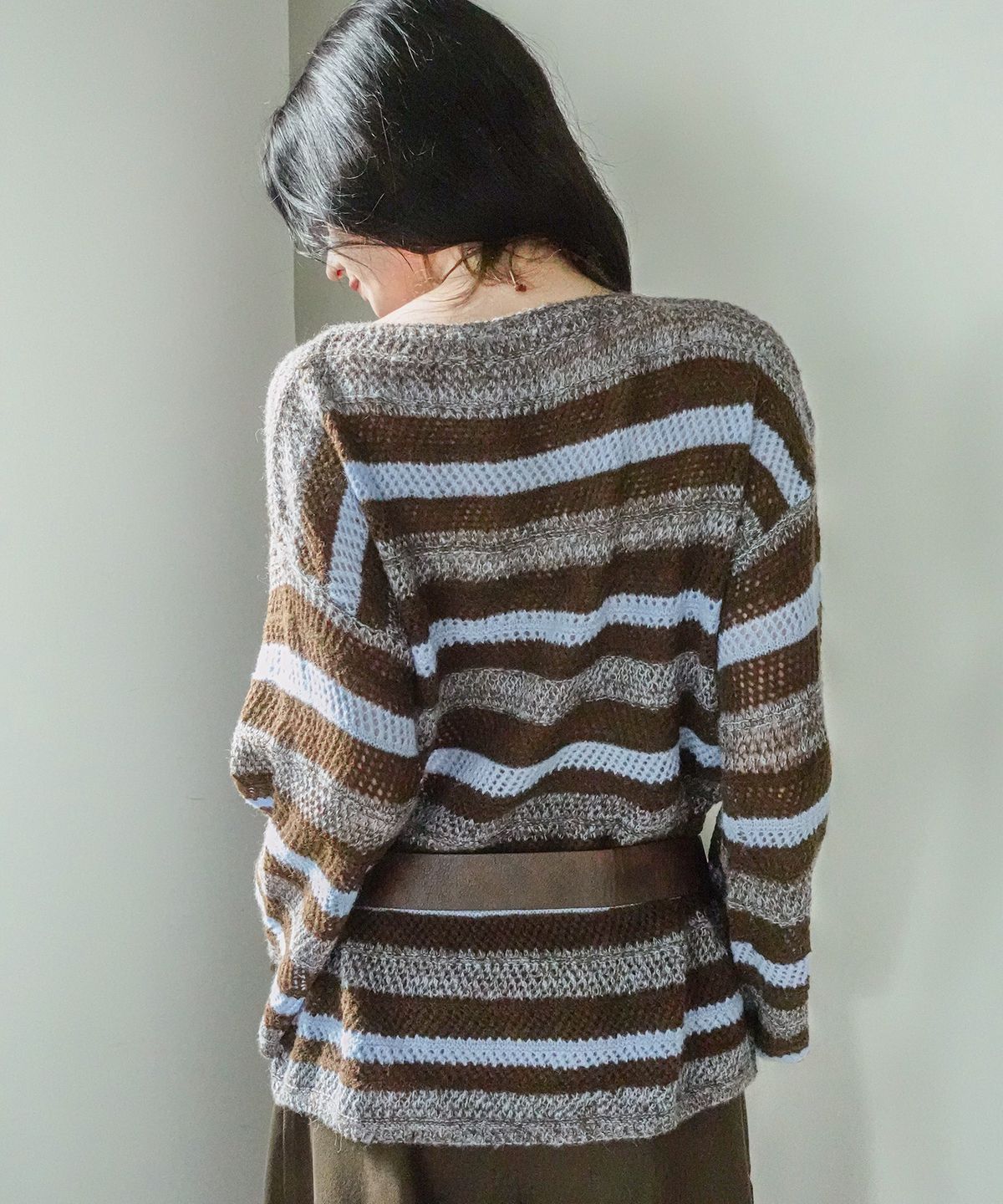 쿨키튼(KOOLKITTEN) Striped Knit & Belt Set Pullover