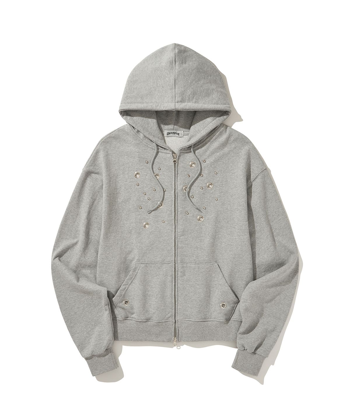 디오스피스(DAUSPICE) (DUC) Eyelet Stud Hoodie Zip-up Gray
