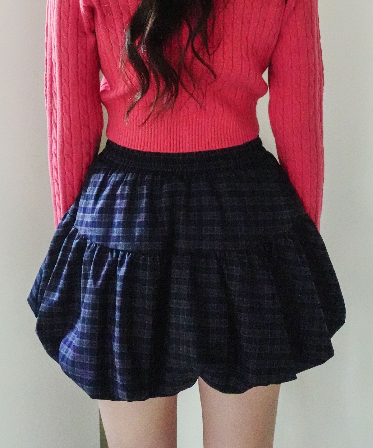 쿨키튼(KOOLKITTEN) Ribbon Plaid Balloon Skirt