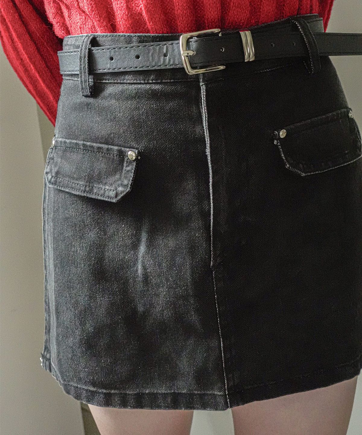 쿨키튼(KOOLKITTEN) Belted Flap Mini Skirt