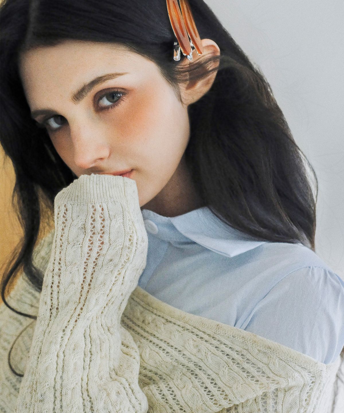 쿨키튼(KOOLKITTEN) Button Ruched Knit Top
