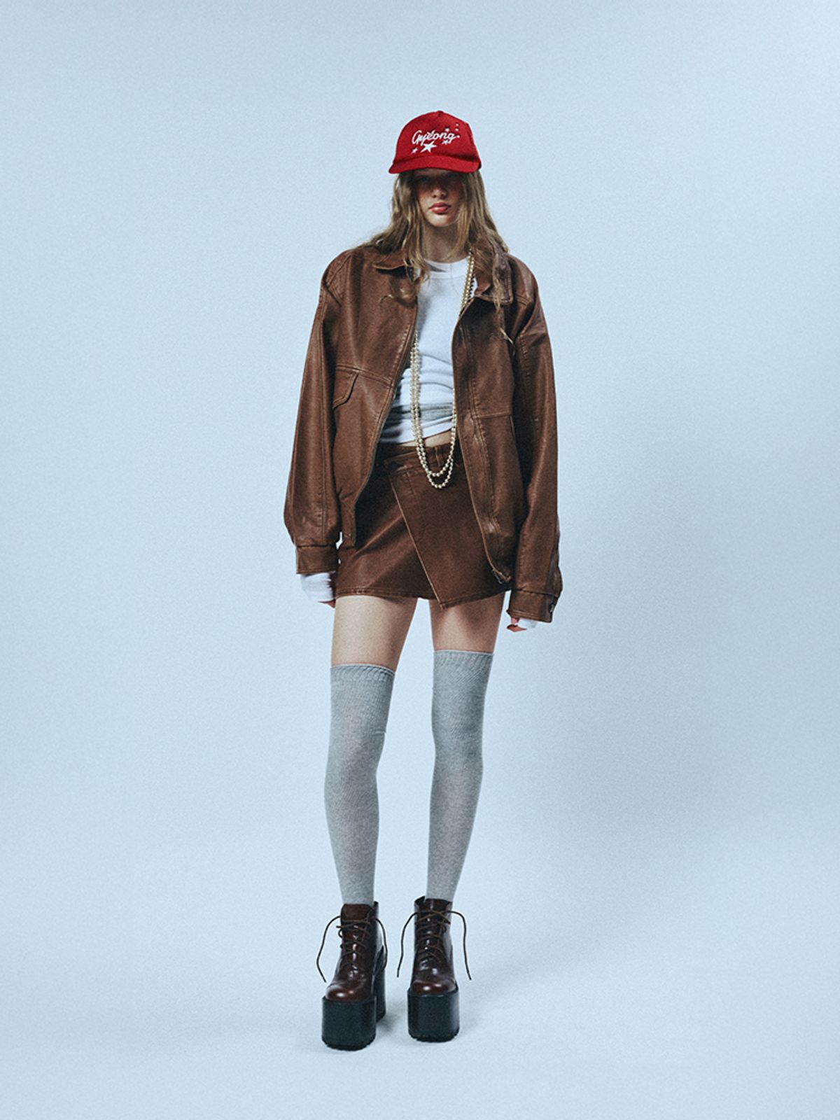 선데이후르츠마켓(SUNDAY FRUIT MARKET) W) VINTAGE LEATHER WRAP SKIRT BROWN