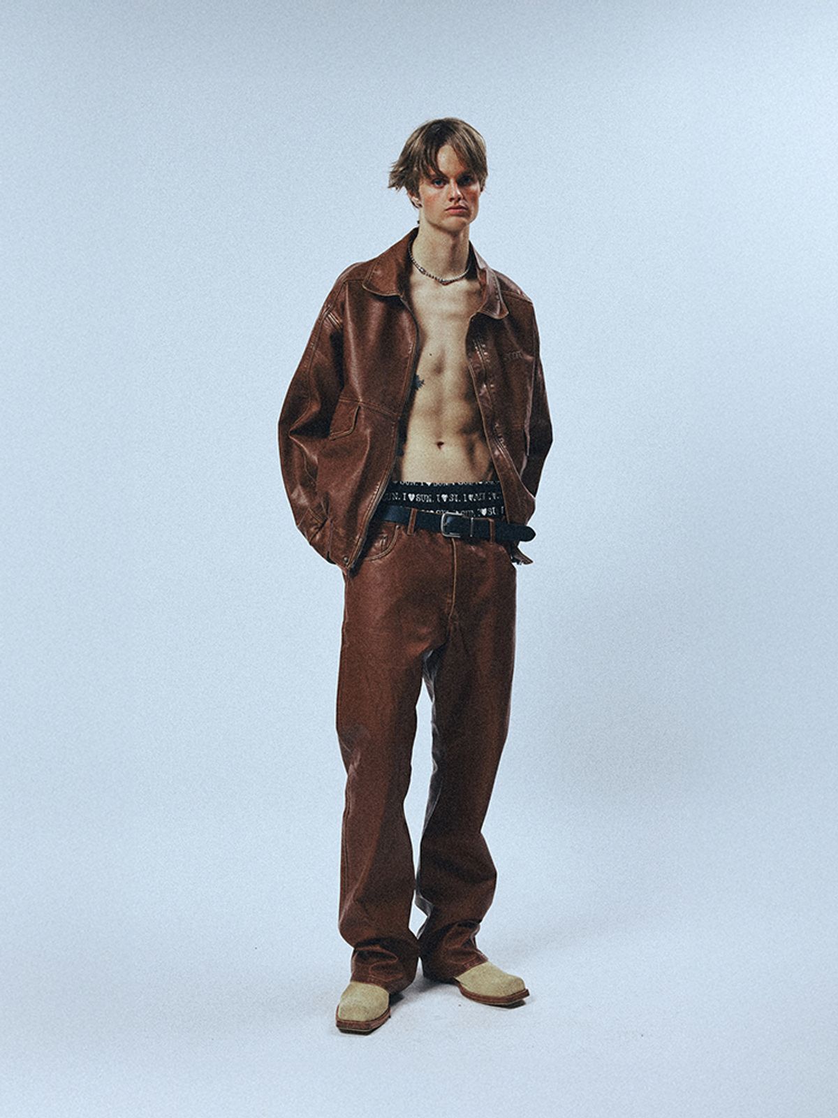 선데이후르츠마켓(SUNDAY FRUIT MARKET) SUNDAY VINTAGE LEATHER PANT BROWN