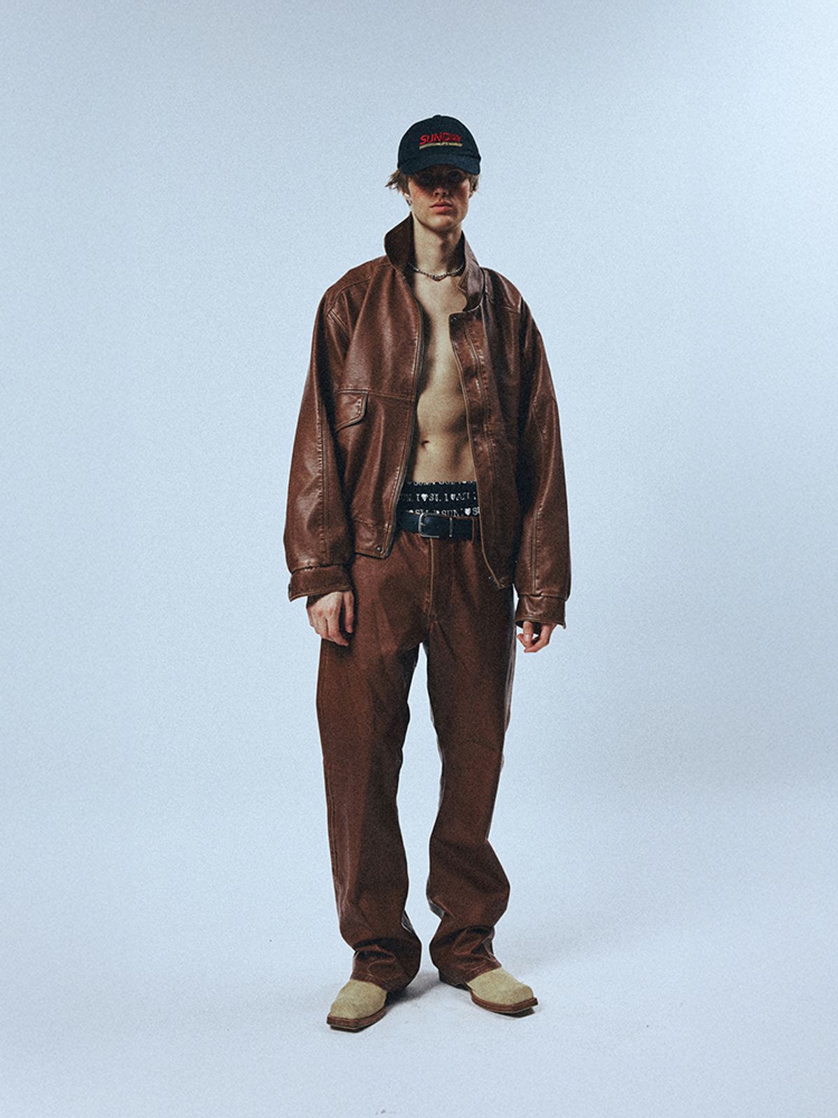 선데이후르츠마켓(SUNDAY FRUIT MARKET) SUNDAY VINTAGE LEATHER PANT BROWN