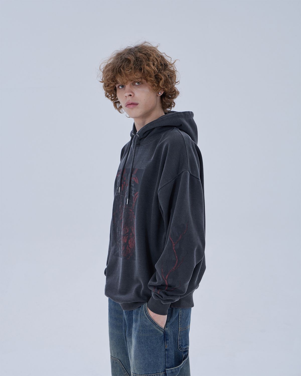 디스펑트(DYSFUNCT) RAGE GARAGE PIGMENT HOODIE (CHARCOAL)