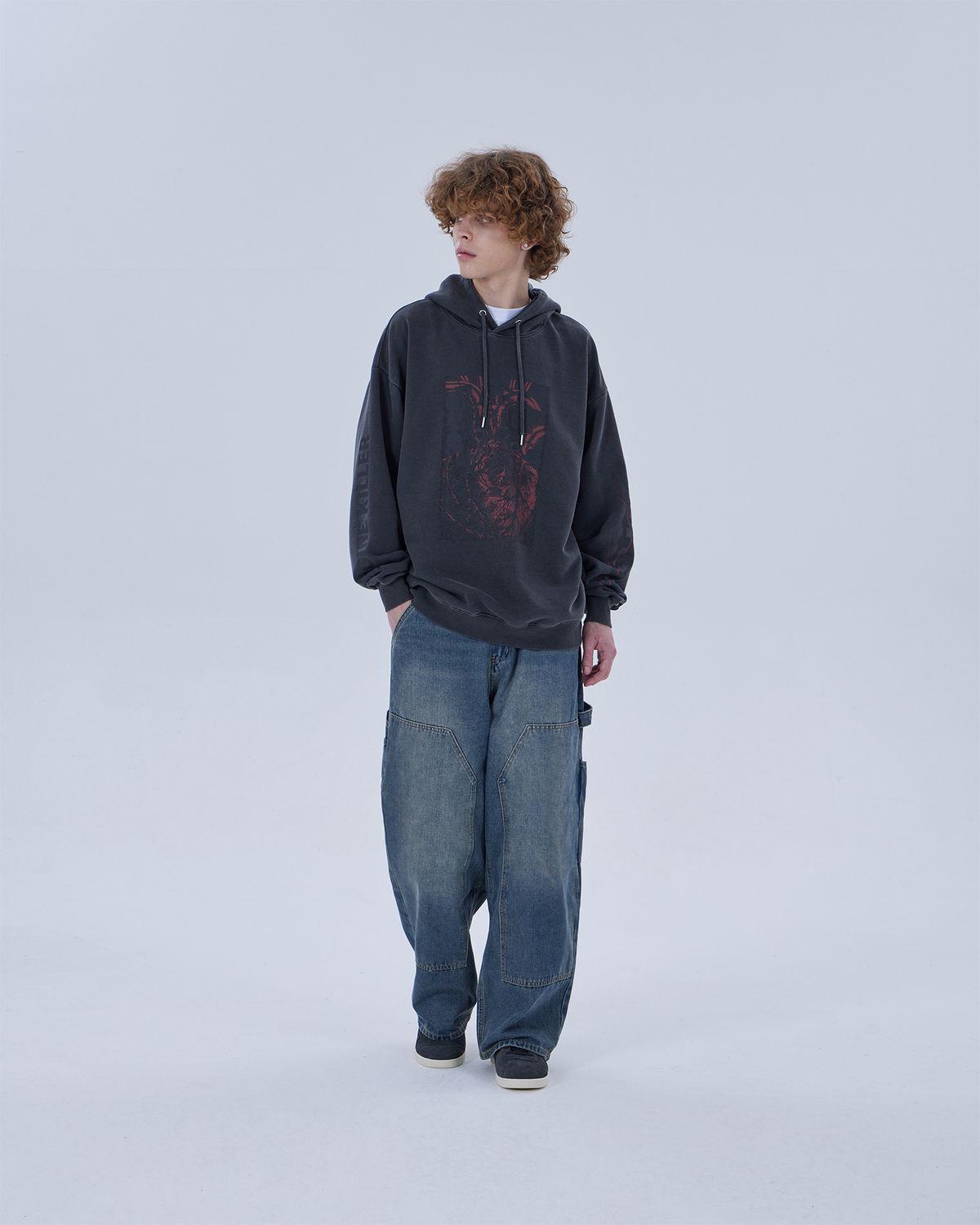 디스펑트(DYSFUNCT) RAGE GARAGE PIGMENT HOODIE (CHARCOAL)