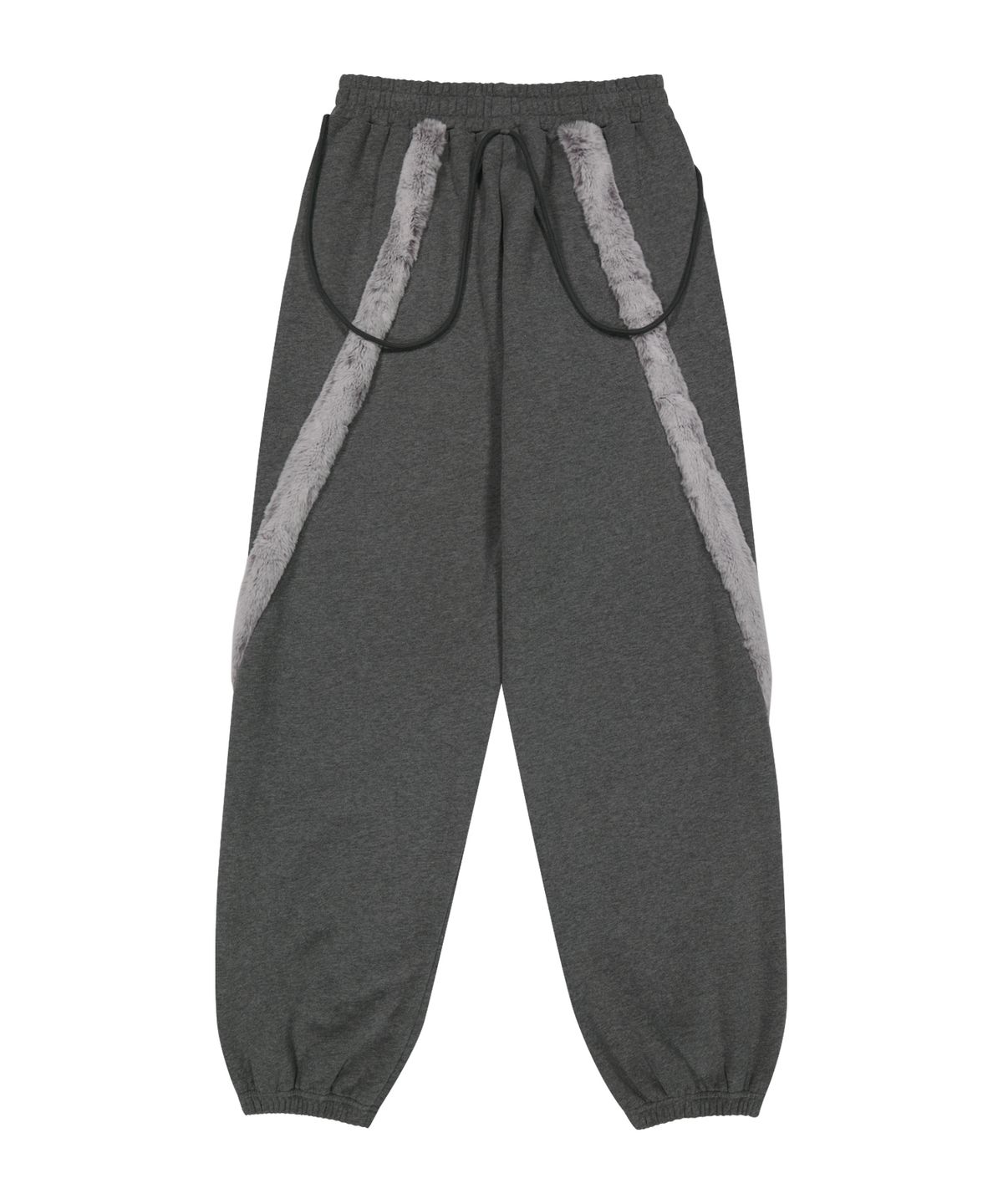 오호스(OJOS) Side Fur Trim Sweatpants / Charcoal