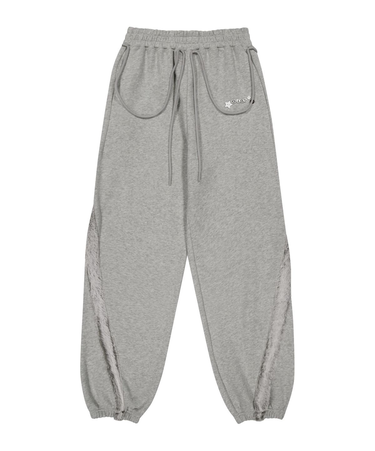 오호스(OJOS) Side Fur Trim Sweatpants / Grey