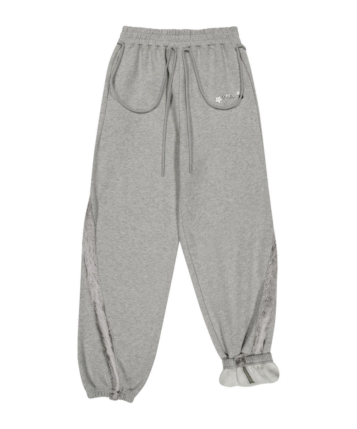 오호스(OJOS) Side Fur Trim Sweatpants / Grey