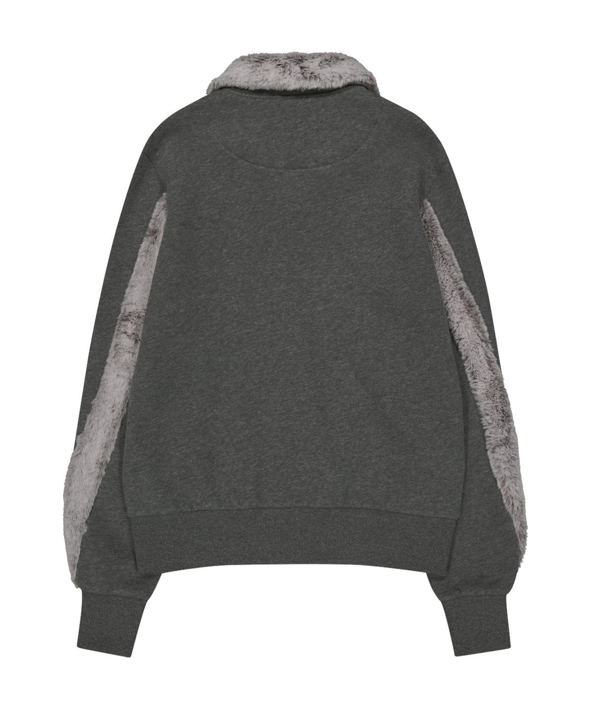 오호스(OJOS) Fur Trim Jersey Zip-up / Charcoal