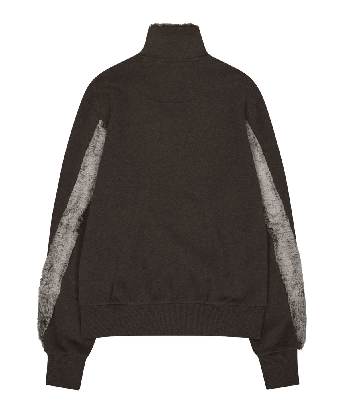 오호스(OJOS) Fur Trim Jersey Zip-up / Stone Brown